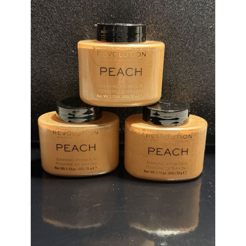 Revolution Peach Loose Baking Powder 3-Pack Matte Setting Powder